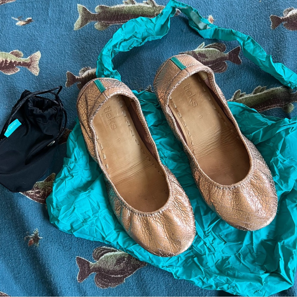 Tieks Rose Gold Glam Ballet Flat Sz 9 - Picture 2 of 7